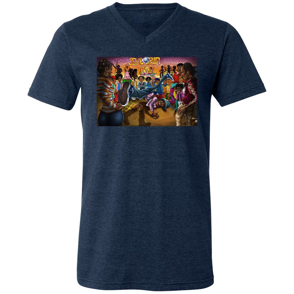 Unisex V-Neck T-Shirt - F7JFF4ZY - Heather Navy - 15