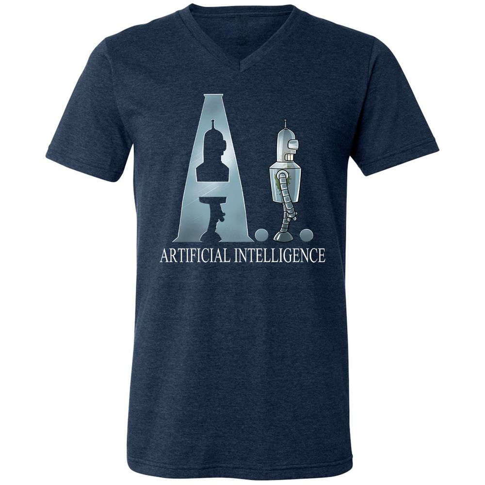 Unisex V-Neck T-Shirt - VZ78RP54 - Heather Navy - 15