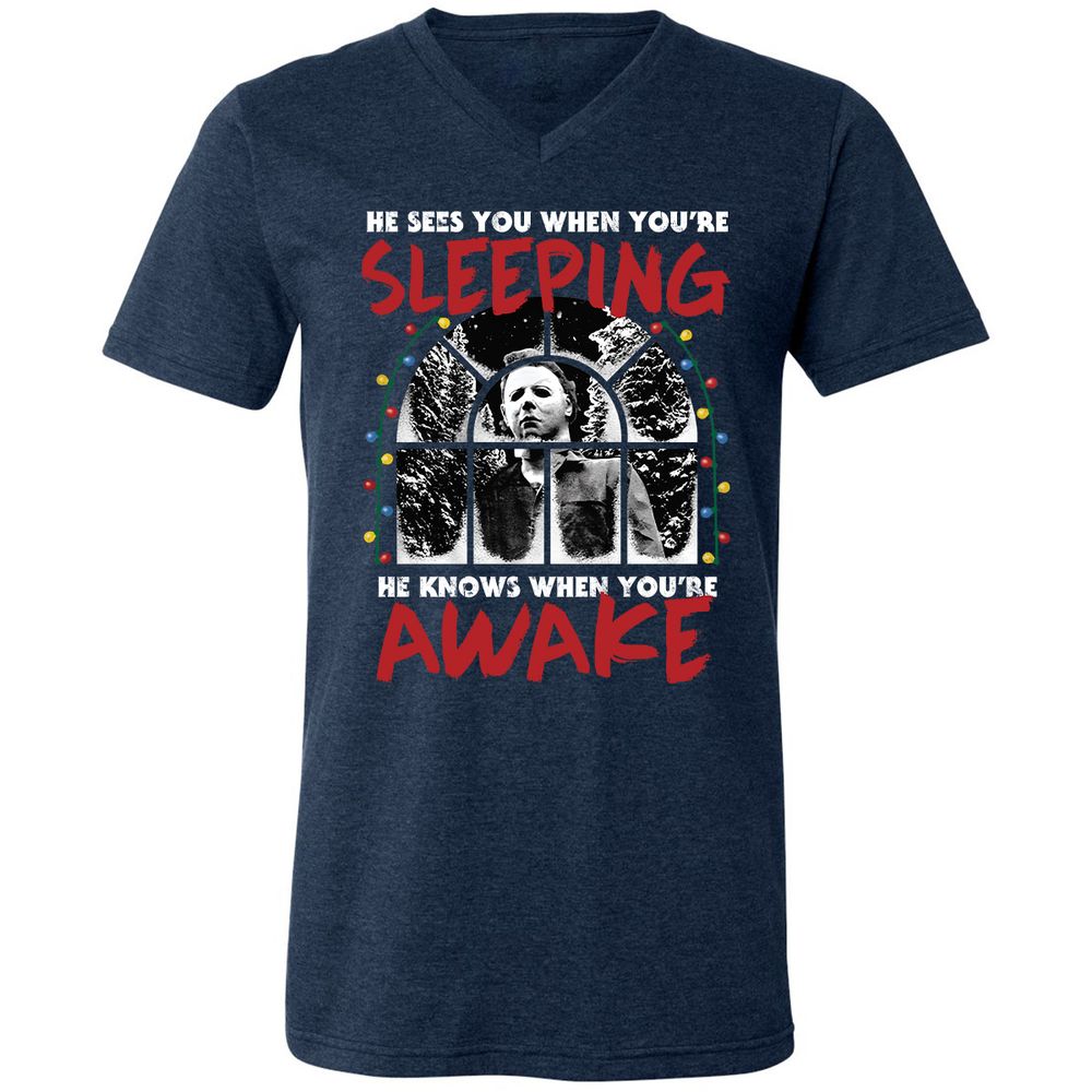 Unisex V-Neck T-Shirt - PCDG6MLP - Heather Navy - 15