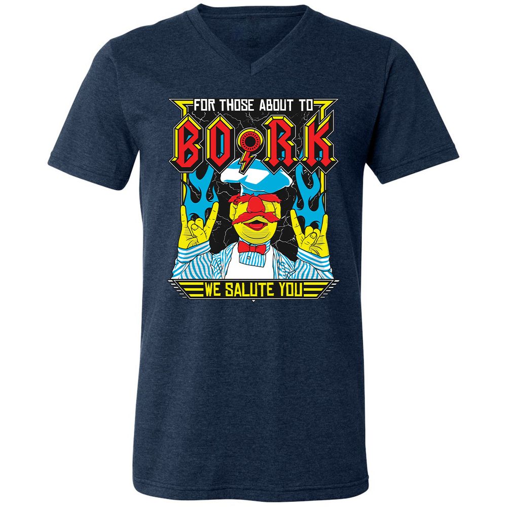 Unisex V-Neck T-Shirt - ZC5LX4QM - Heather Navy - 15