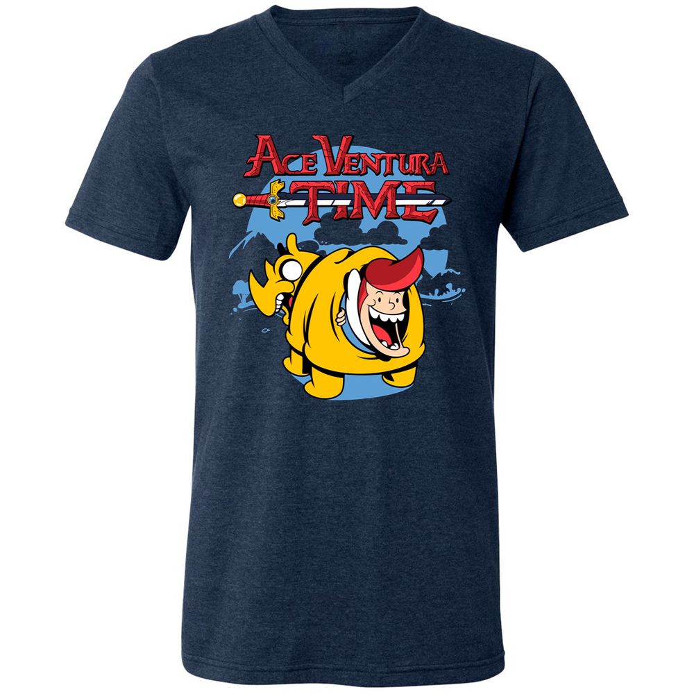 Unisex V-Neck T-Shirt - 4QXXE54P - Heather Navy - 15