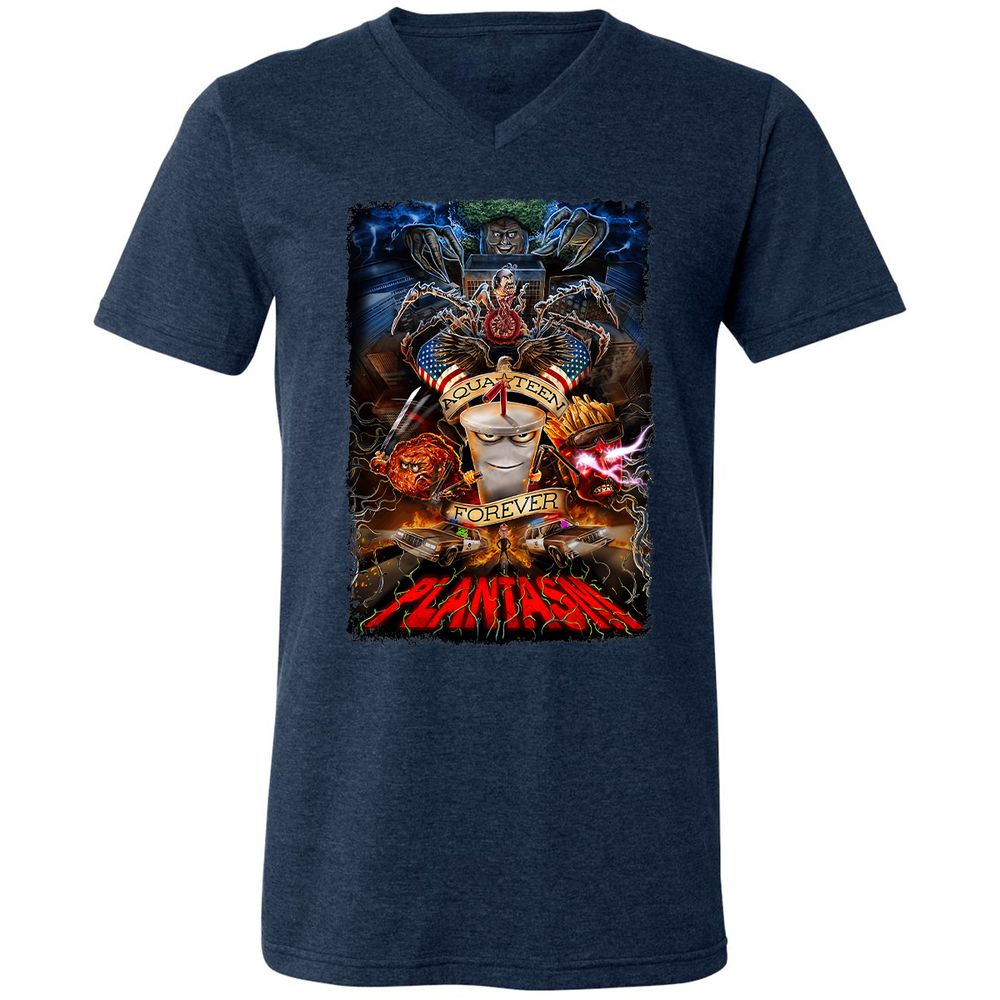Unisex V-Neck T-Shirt - 76MN11L4 - Heather Navy - 15