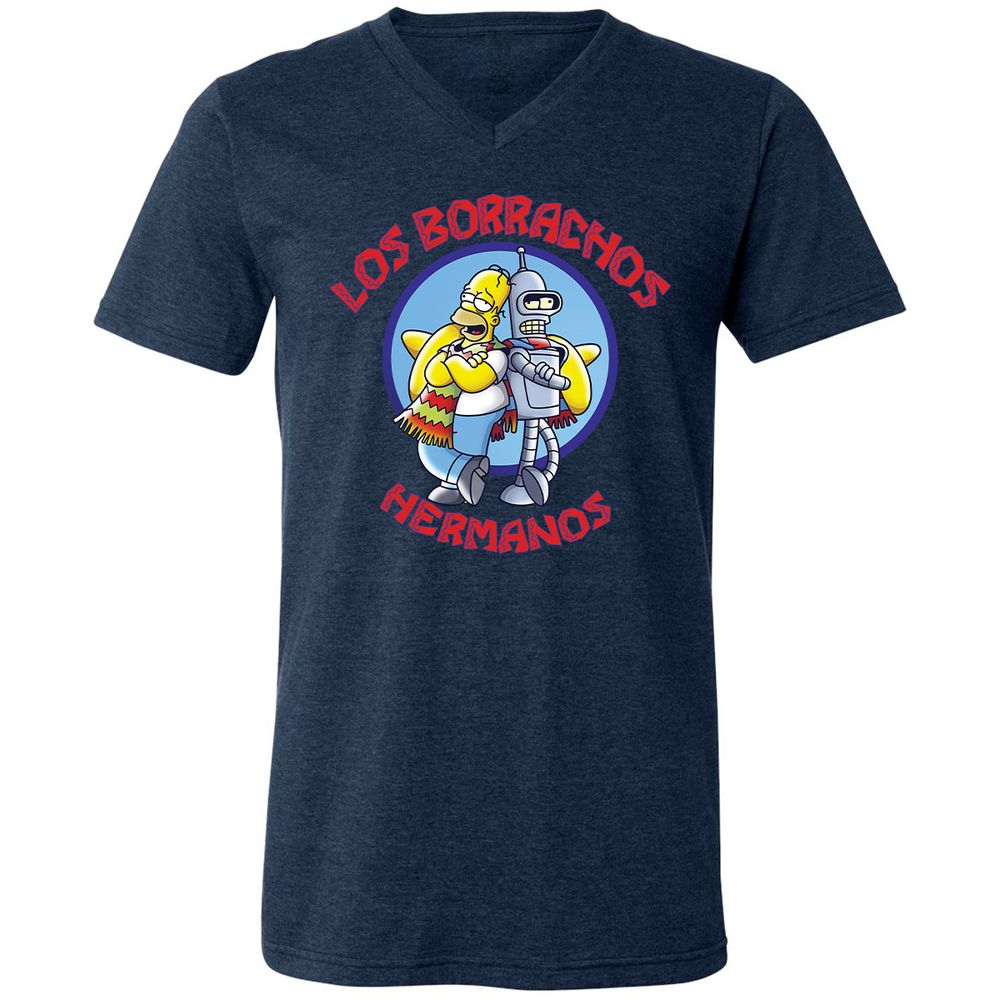 Unisex V-Neck T-Shirt - 3T54S7RJ - Heather Navy - 15
