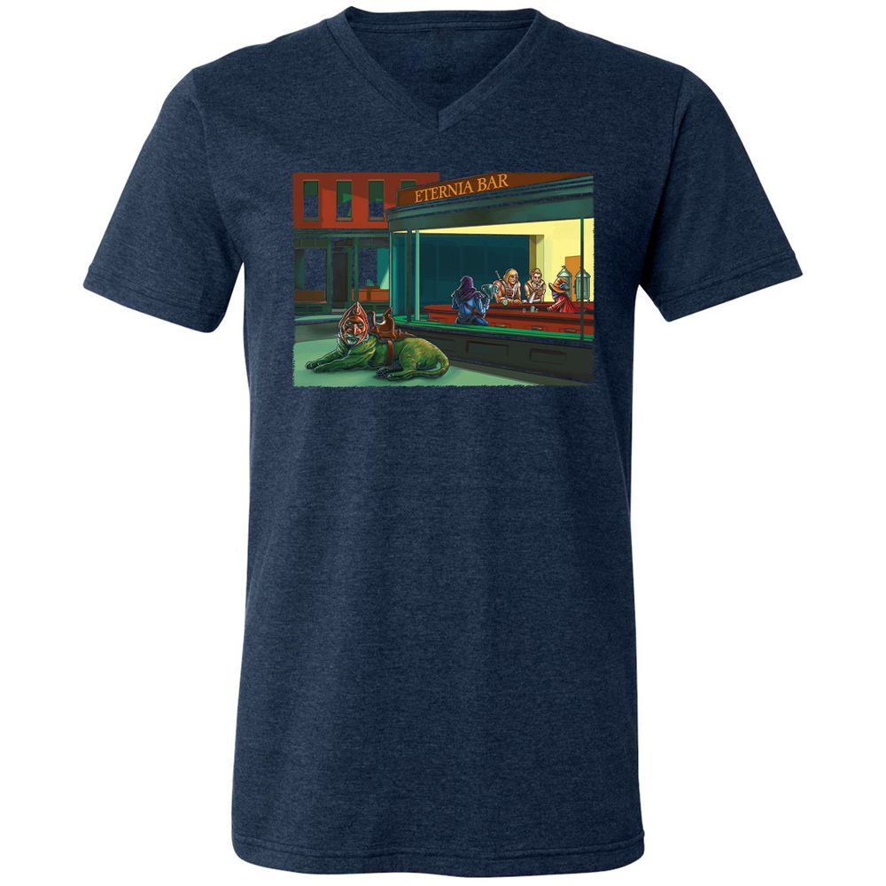 Unisex V-Neck T-Shirt - KGBQQPQS - Heather Navy - 15