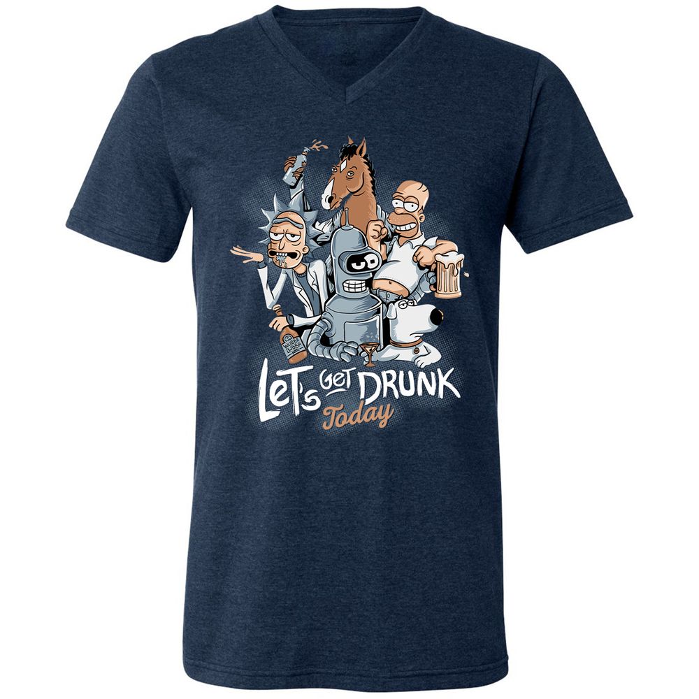 Unisex V-Neck T-Shirt - 7X55F3FL - Heather Navy - 15