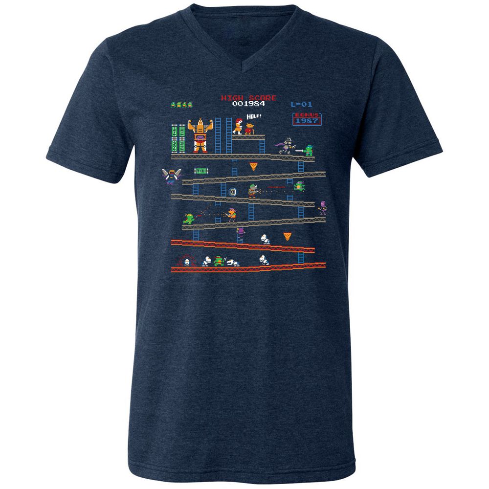 Unisex V-Neck T-Shirt - GHKF9MF2 - Heather Navy - 15