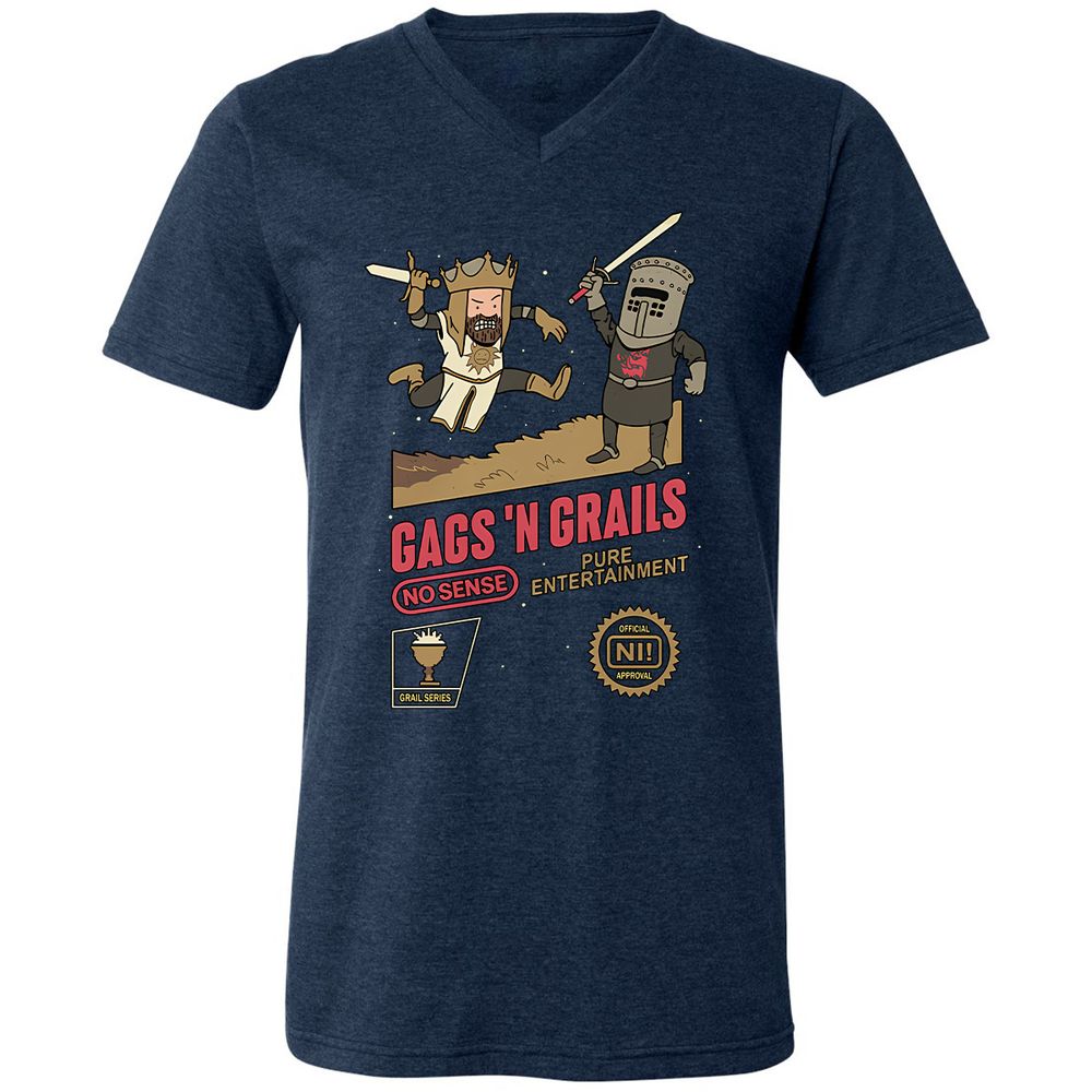 Unisex V-Neck T-Shirt - E86P23SQ - Heather Navy - 15
