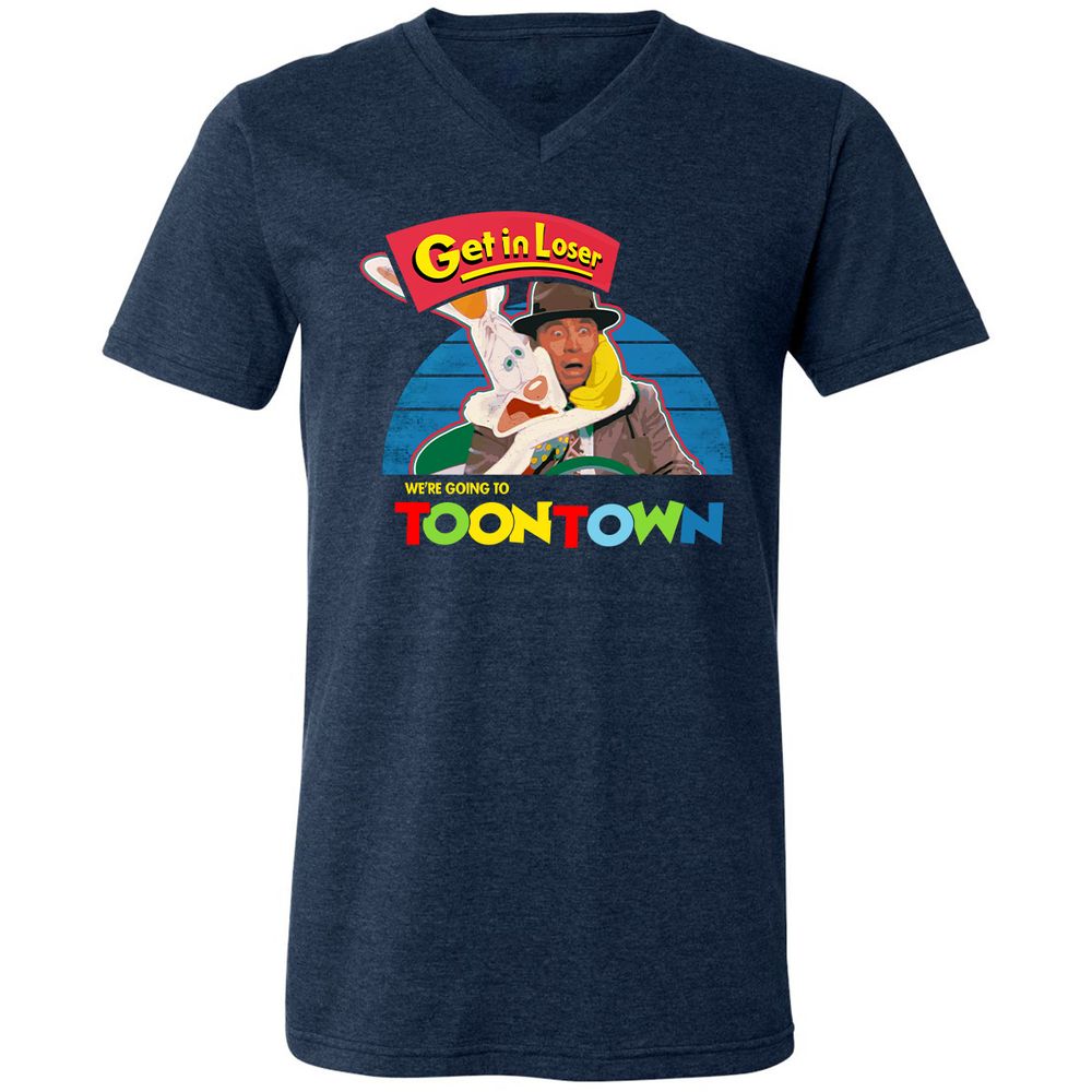 Unisex V-Neck T-Shirt - 4PXMDE5V - Heather Navy - 15