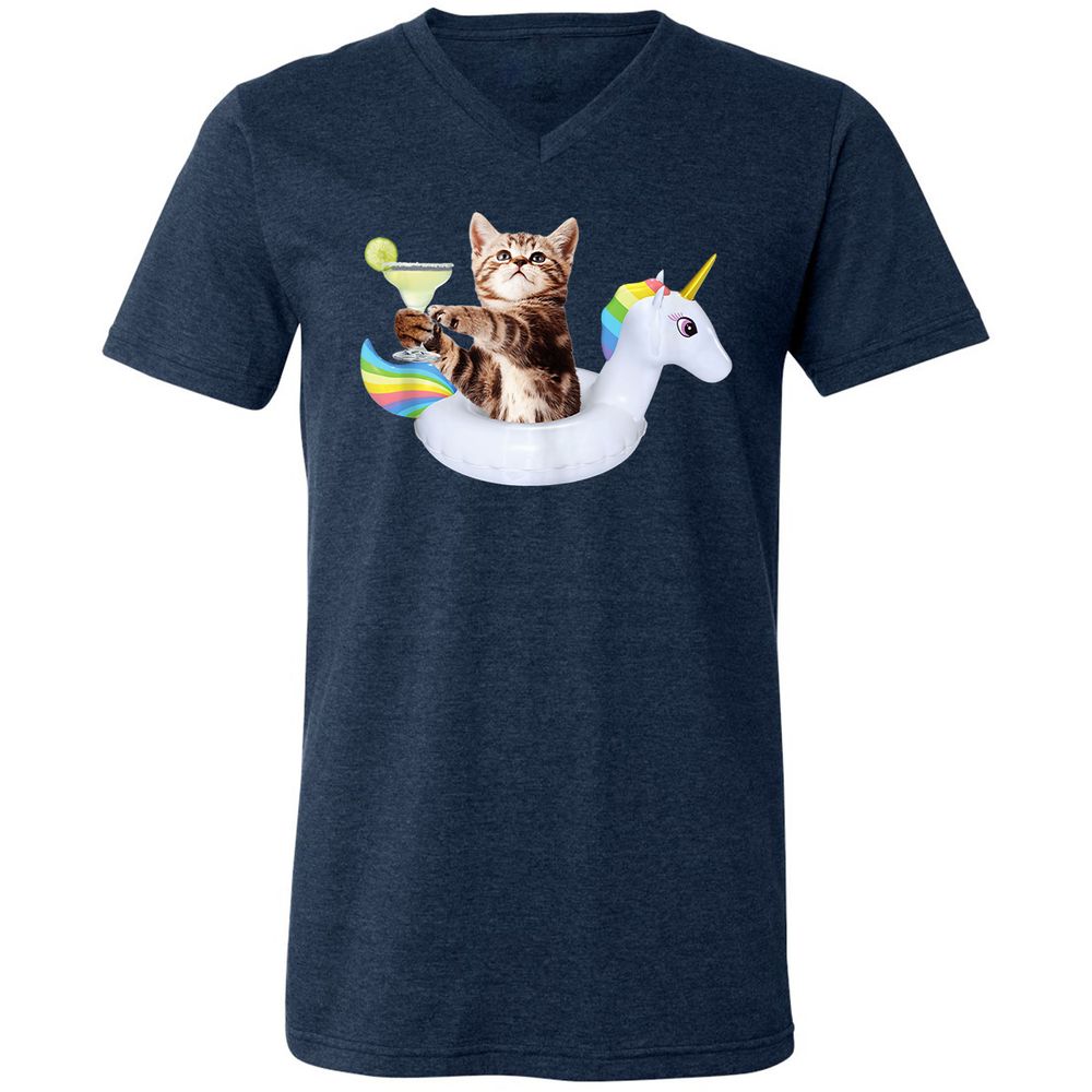 Unisex V-Neck T-Shirt - YWKQTJC4 - Heather Navy - 15