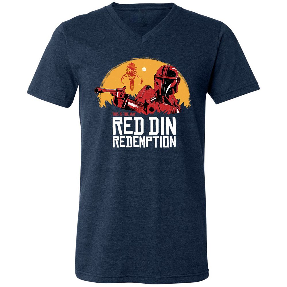 Unisex V-Neck T-Shirt - E5AD1DQ8 - Heather Navy - 15