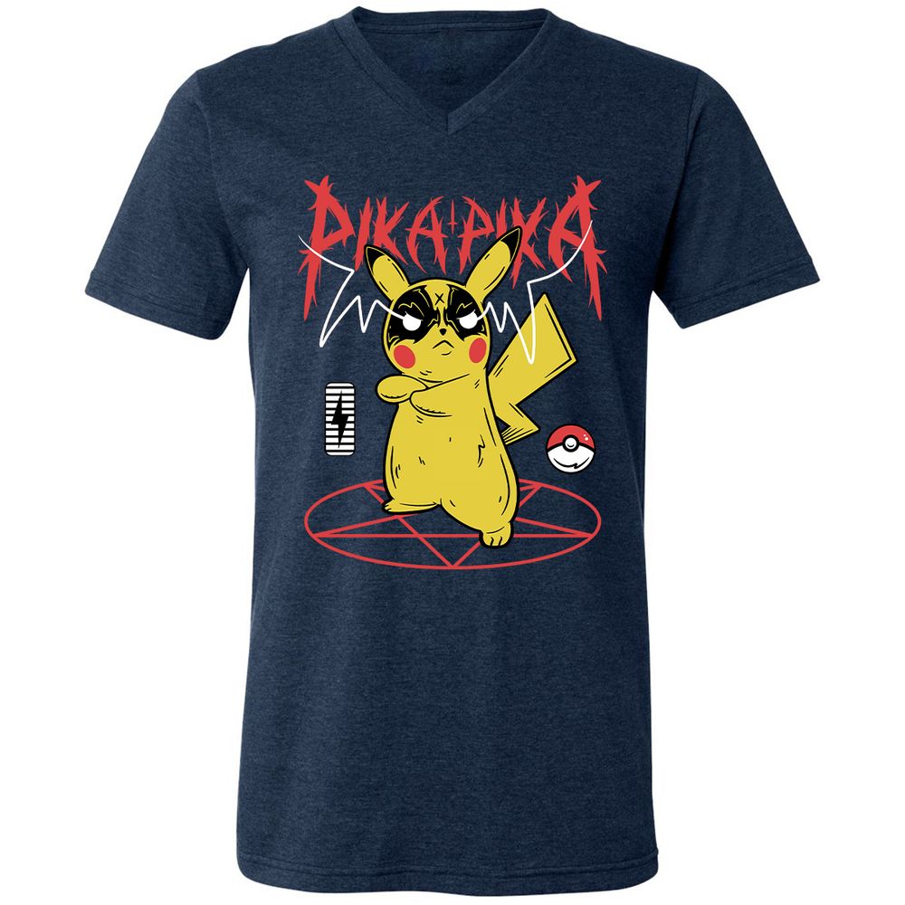 Unisex V-Neck T-Shirt - B5T1ZES6 - Heather Navy - 15