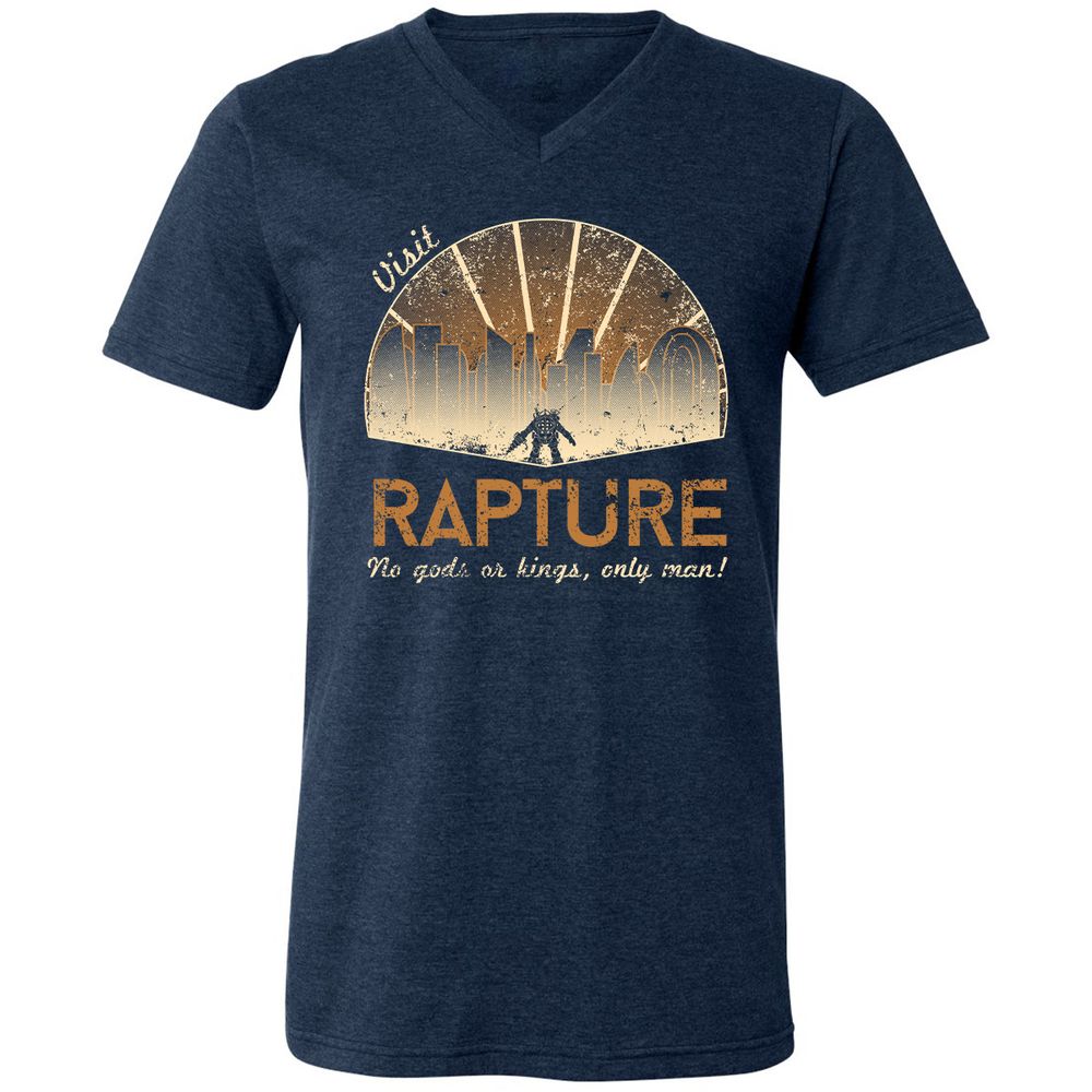 Unisex V-Neck T-Shirt - 1EGHDXGF - Heather Navy - 15