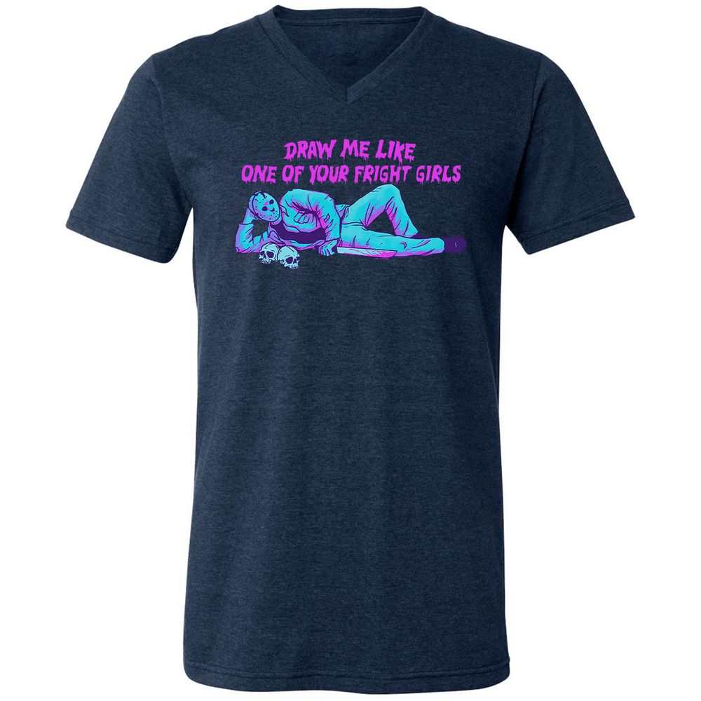 Unisex V-Neck T-Shirt - LEABE1LM - Heather Navy - 15