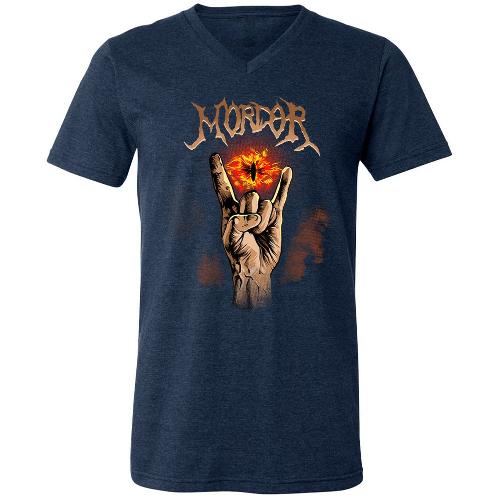 Unisex V-Neck T-Shirt - CK64JZ3K - Heather Navy - 15