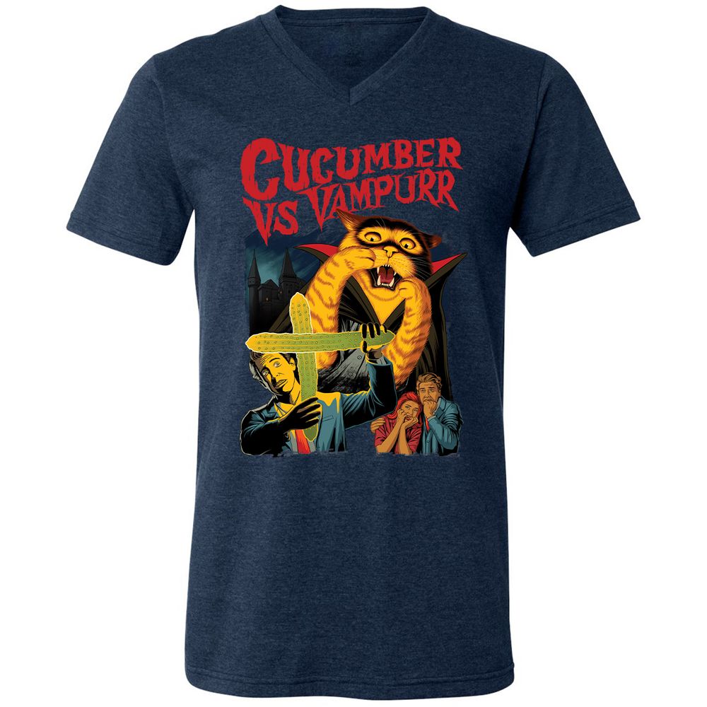 Unisex V-Neck T-Shirt - 3GF5JTE6 - Heather Navy - 15