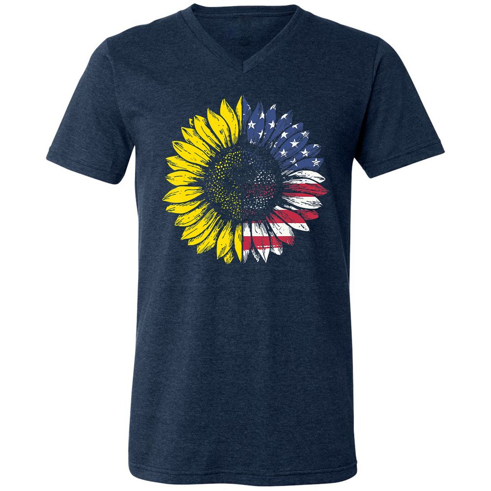 Unisex V-Neck T-Shirt - 9TPUB6SA - Heather Navy - 15