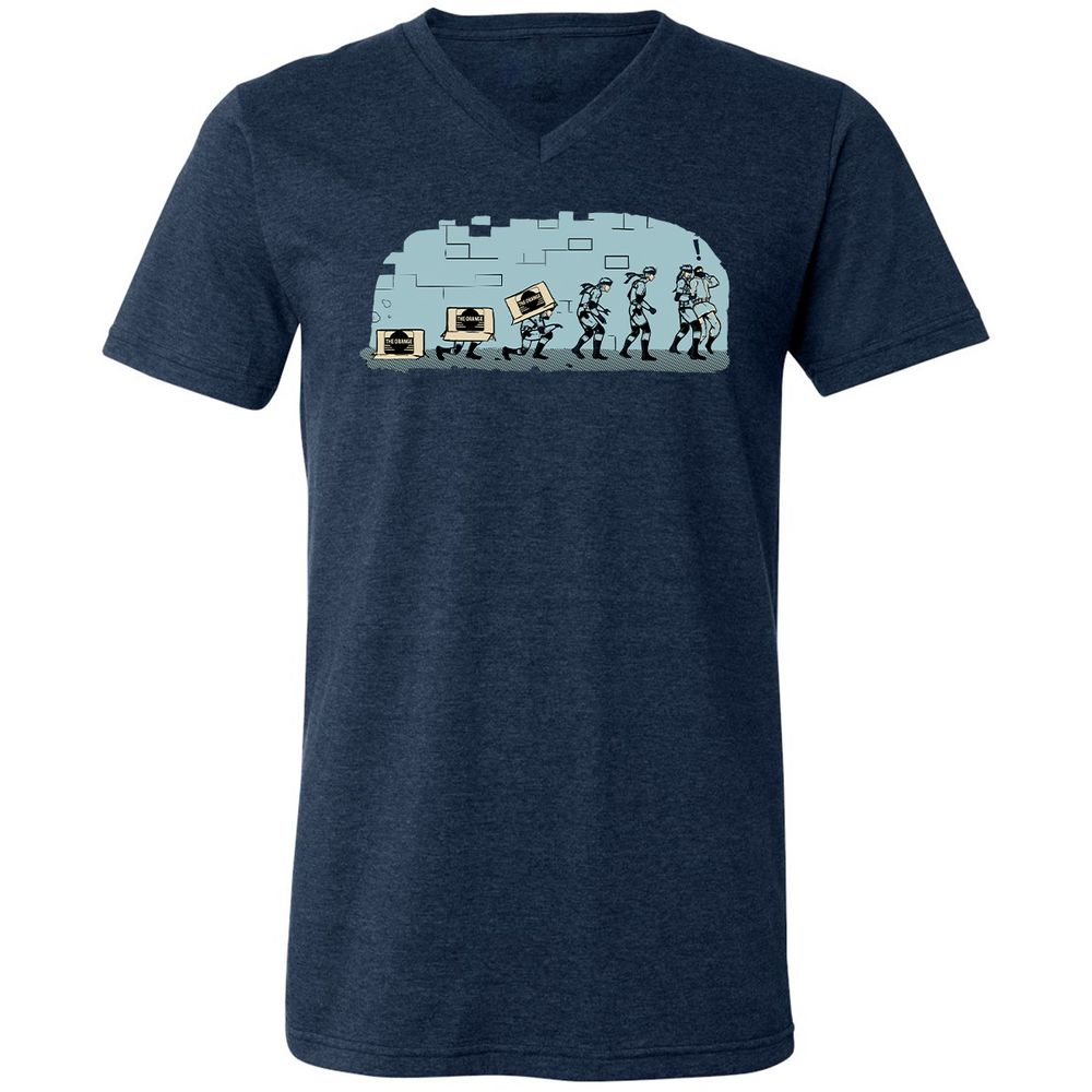 Unisex V-Neck T-Shirt - R16BXFC9 - Heather Navy - 15