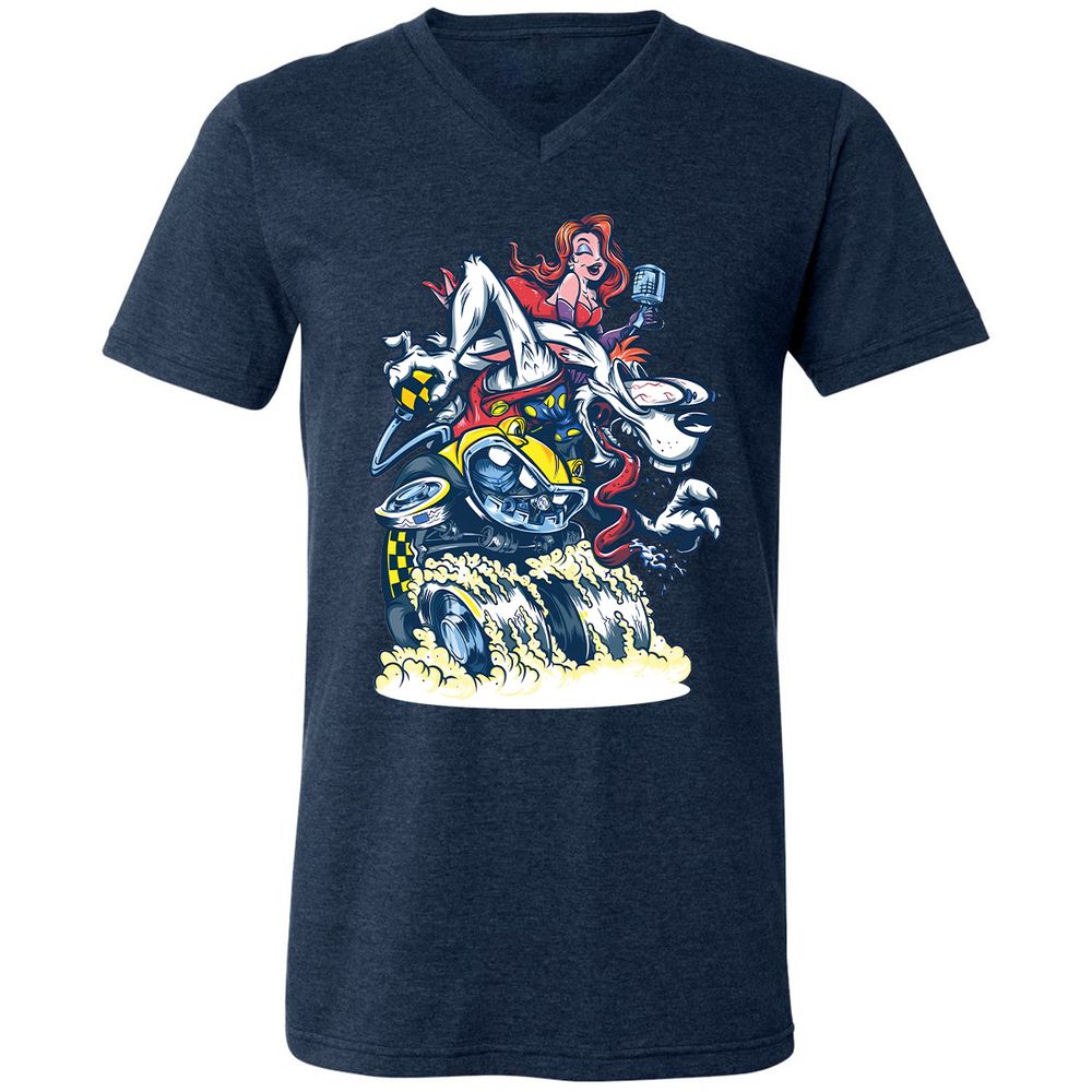 Unisex V-Neck T-Shirt - CN24WZBS - Heather Navy - 15