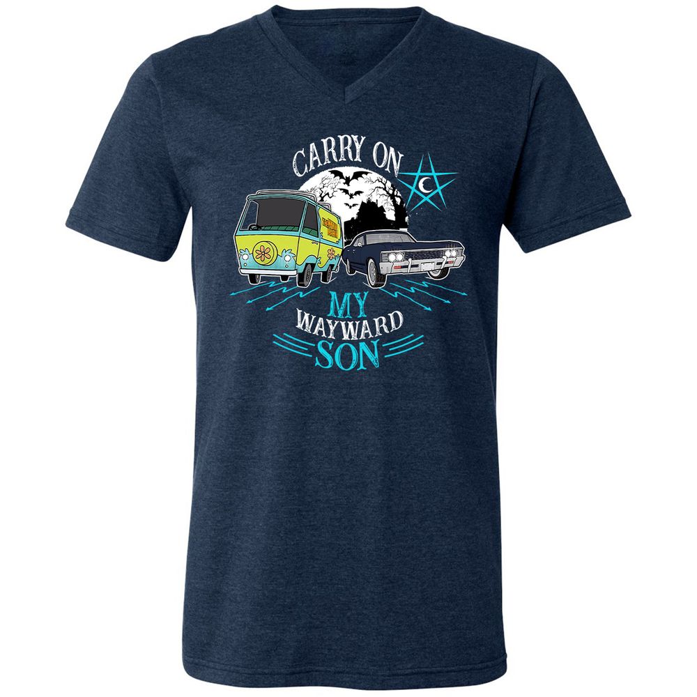 Unisex V-Neck T-Shirt - TZZBD337 - Heather Navy - 15