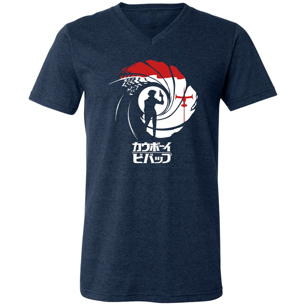Unisex V-Neck T-Shirt - WJ7MDR21 - Heather Navy - 15