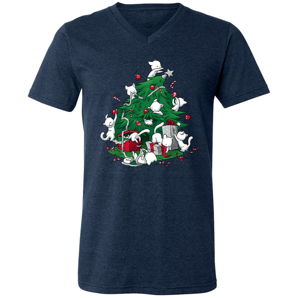 Unisex V-Neck T-Shirt - QZ5ZDD4R - Heather Navy - 15