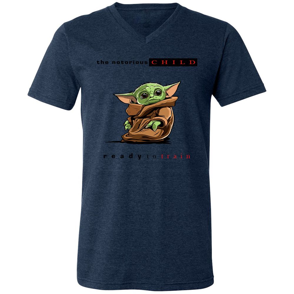 Unisex V-Neck T-Shirt - KDZYNARP - Heather Navy - 15
