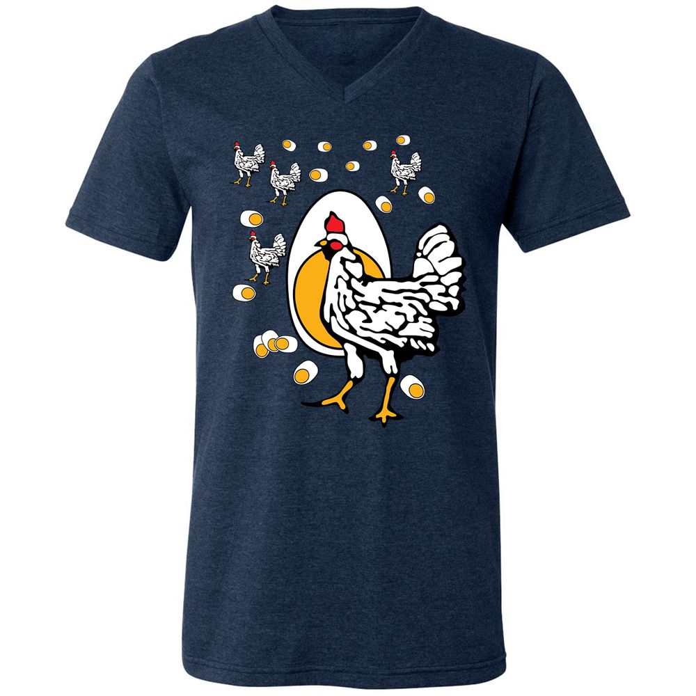 Unisex V-Neck T-Shirt - HEM4Y7J5 - Heather Navy - 15