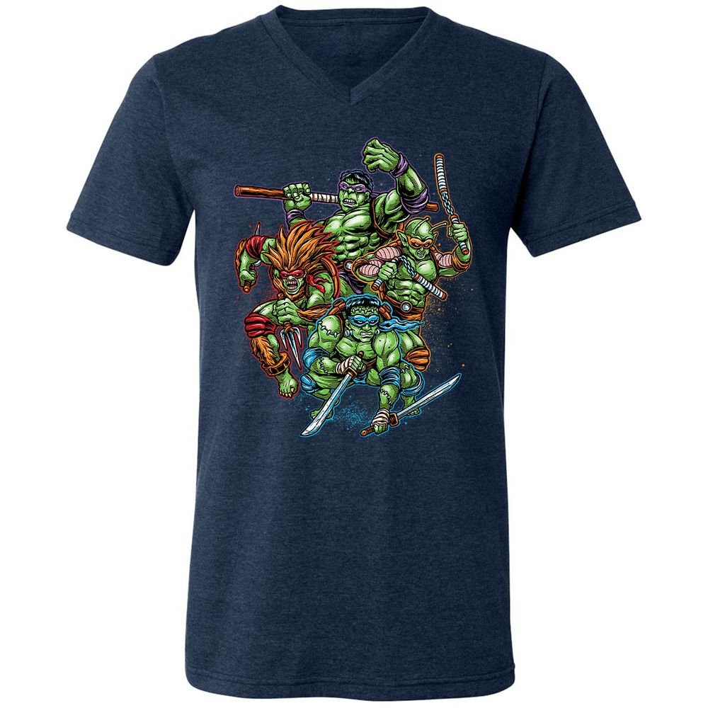 Unisex V-Neck T-Shirt - 89PUVF6B - Heather Navy - 15