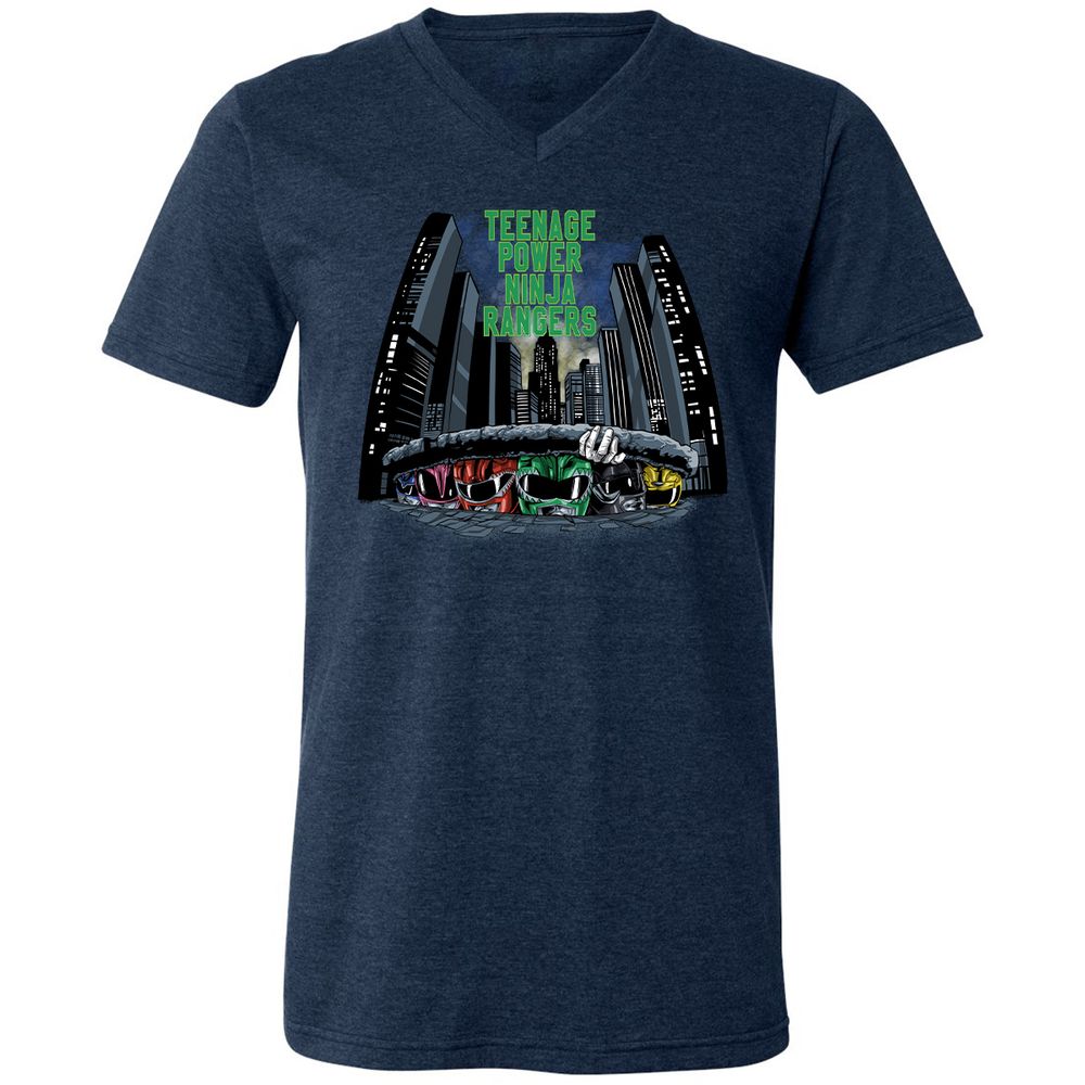 Unisex V-Neck T-Shirt - JHF82JBQ - Heather Navy - 15