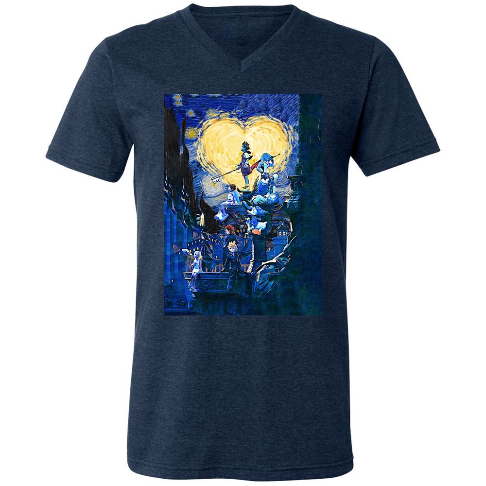 Unisex V-Neck T-Shirt - QRDMQX8G - Heather Navy - 15