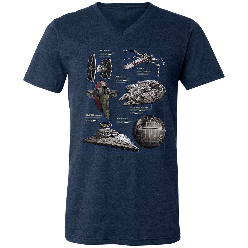 Unisex V-Neck T-Shirt - GXNBCA89 - Heather Navy - 15