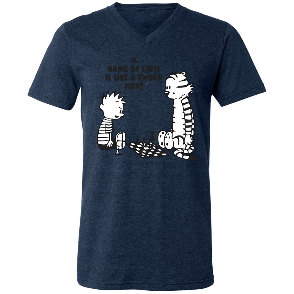 Unisex V-Neck T-Shirt - 7CKZX5JC - Heather Navy - 15