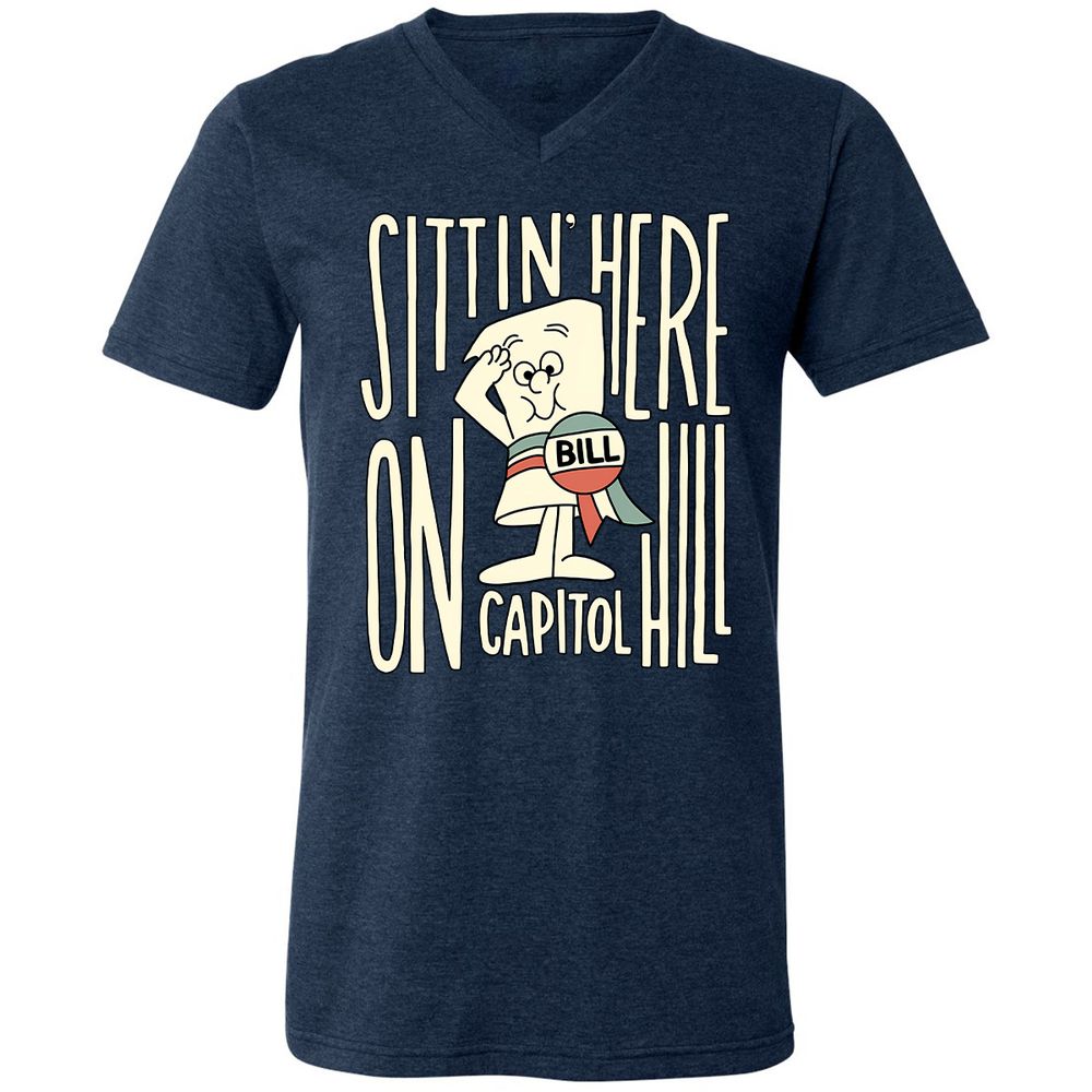 Unisex V-Neck T-Shirt - P8MMKY8J - Heather Navy - 15