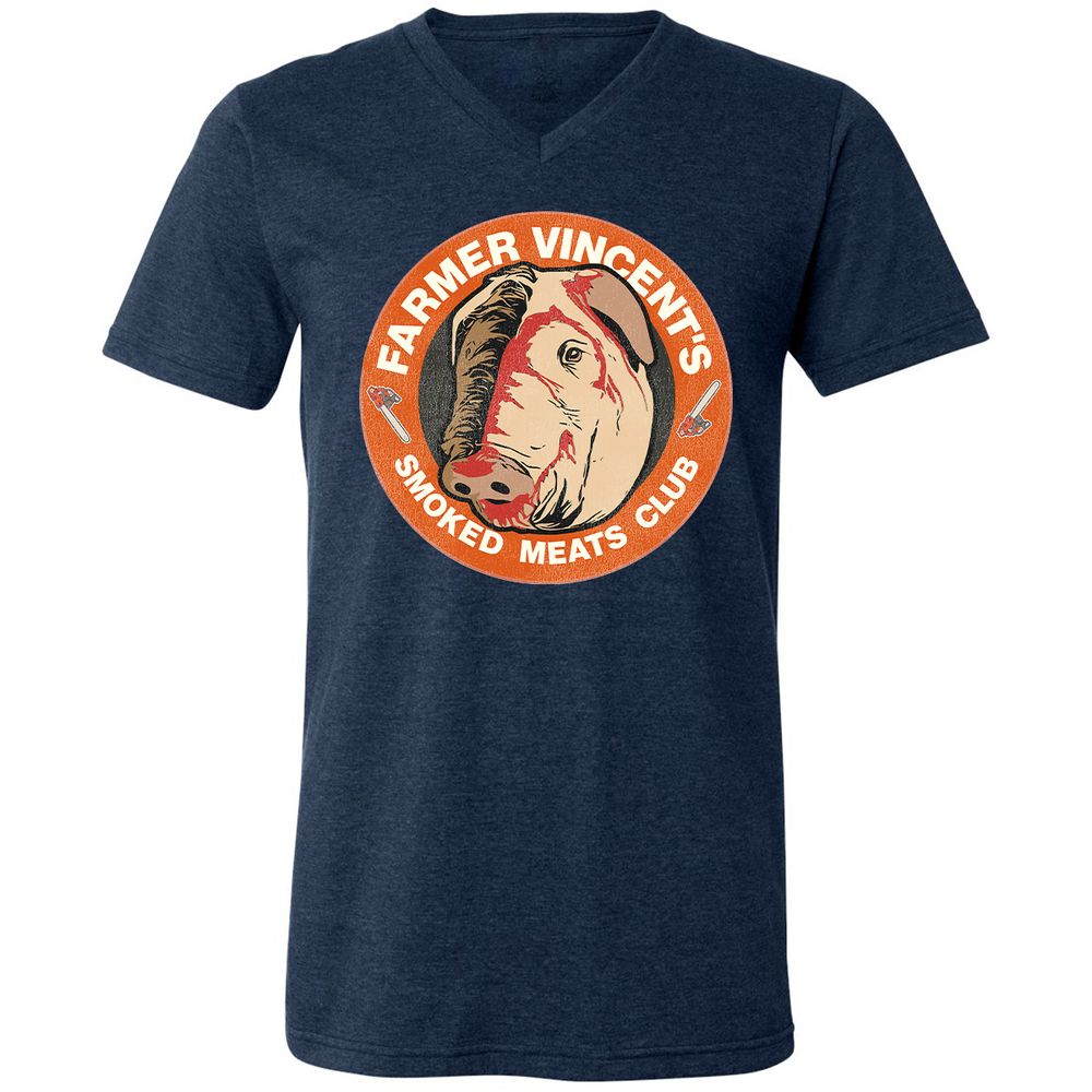 Unisex V-Neck T-Shirt - N86UGHQP - Heather Navy - 15