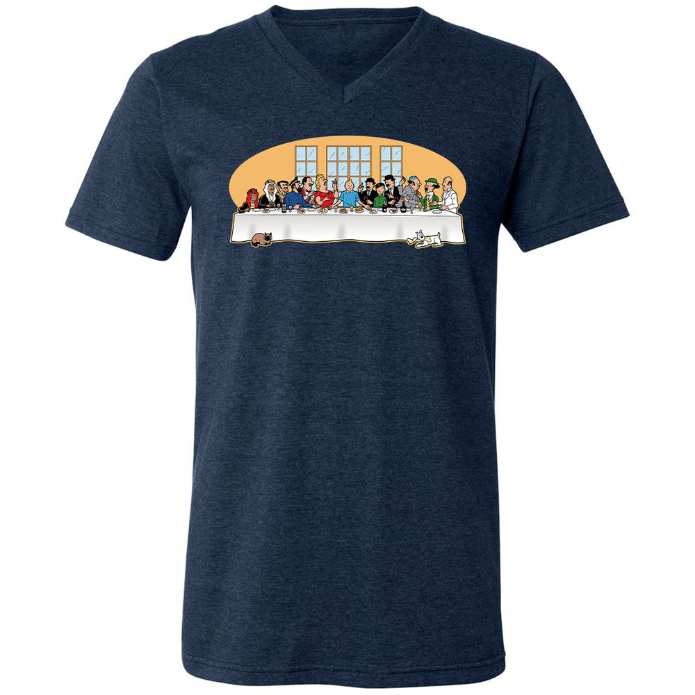 Unisex V-Neck T-Shirt - MR4HGLE6 - Heather Navy - 15