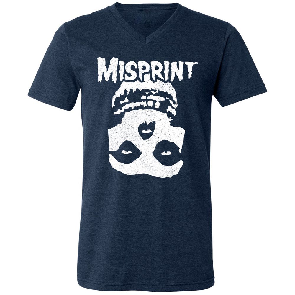 Unisex V-Neck T-Shirt - 7Y4CA8PA - Heather Navy - 15