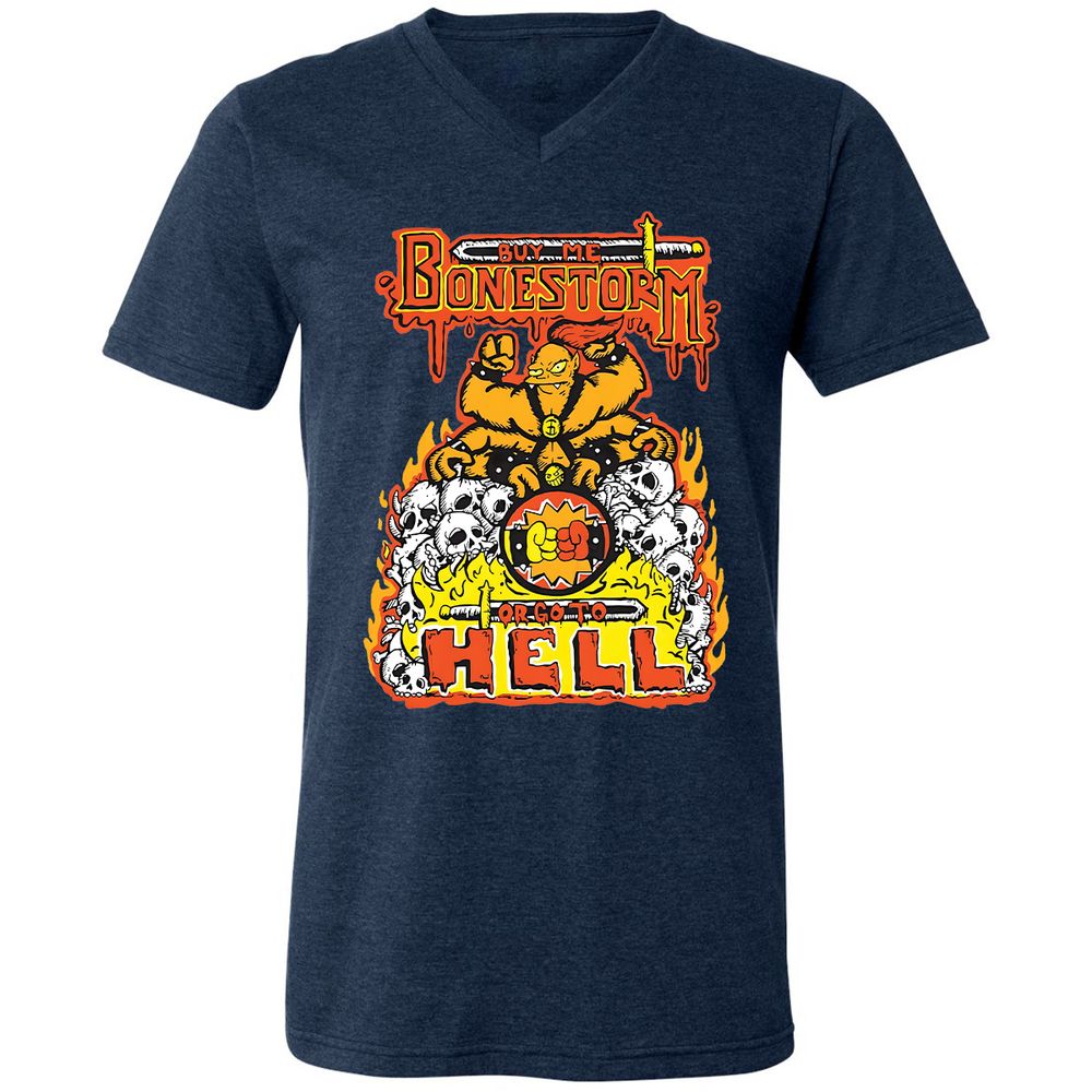 Unisex V-Neck T-Shirt - X4Y1QR2M - Heather Navy - 15
