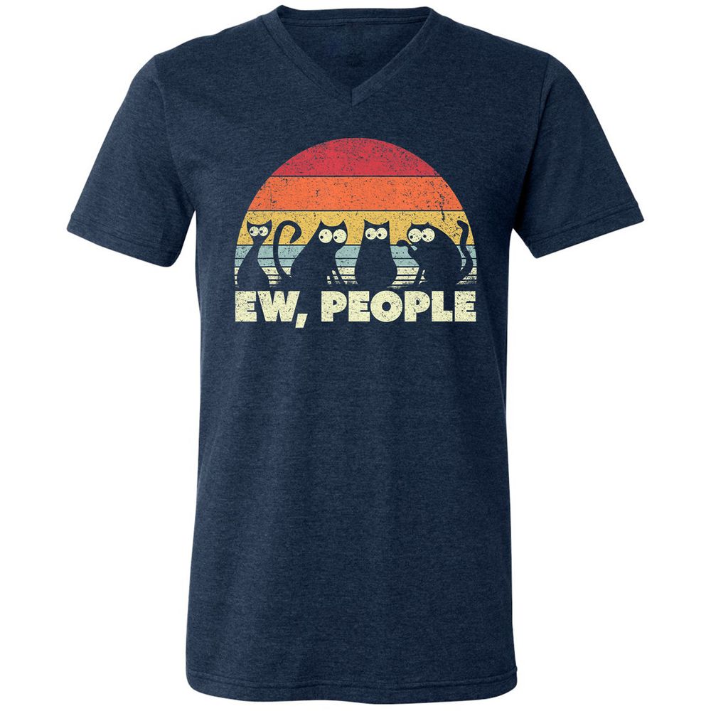 Unisex V-Neck T-Shirt - QCR5CSGQ - Heather Navy - 15