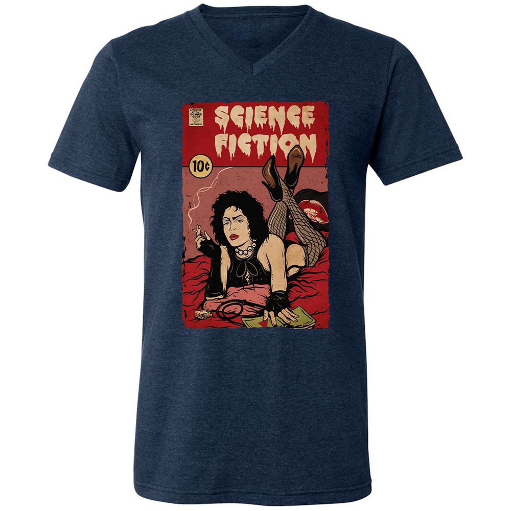 Unisex V-Neck T-Shirt - BDRC7EDK - Heather Navy - 15