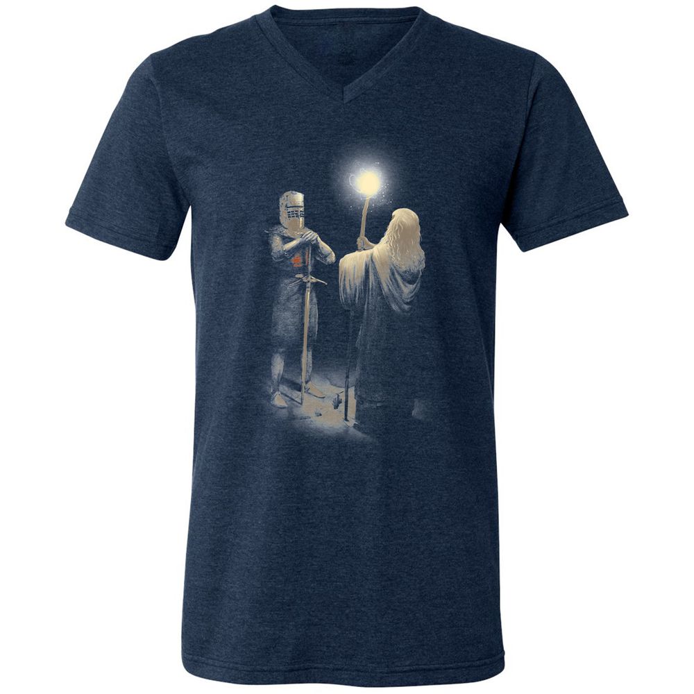 Unisex V-Neck T-Shirt - QC11VX4Q - Heather Navy - 15