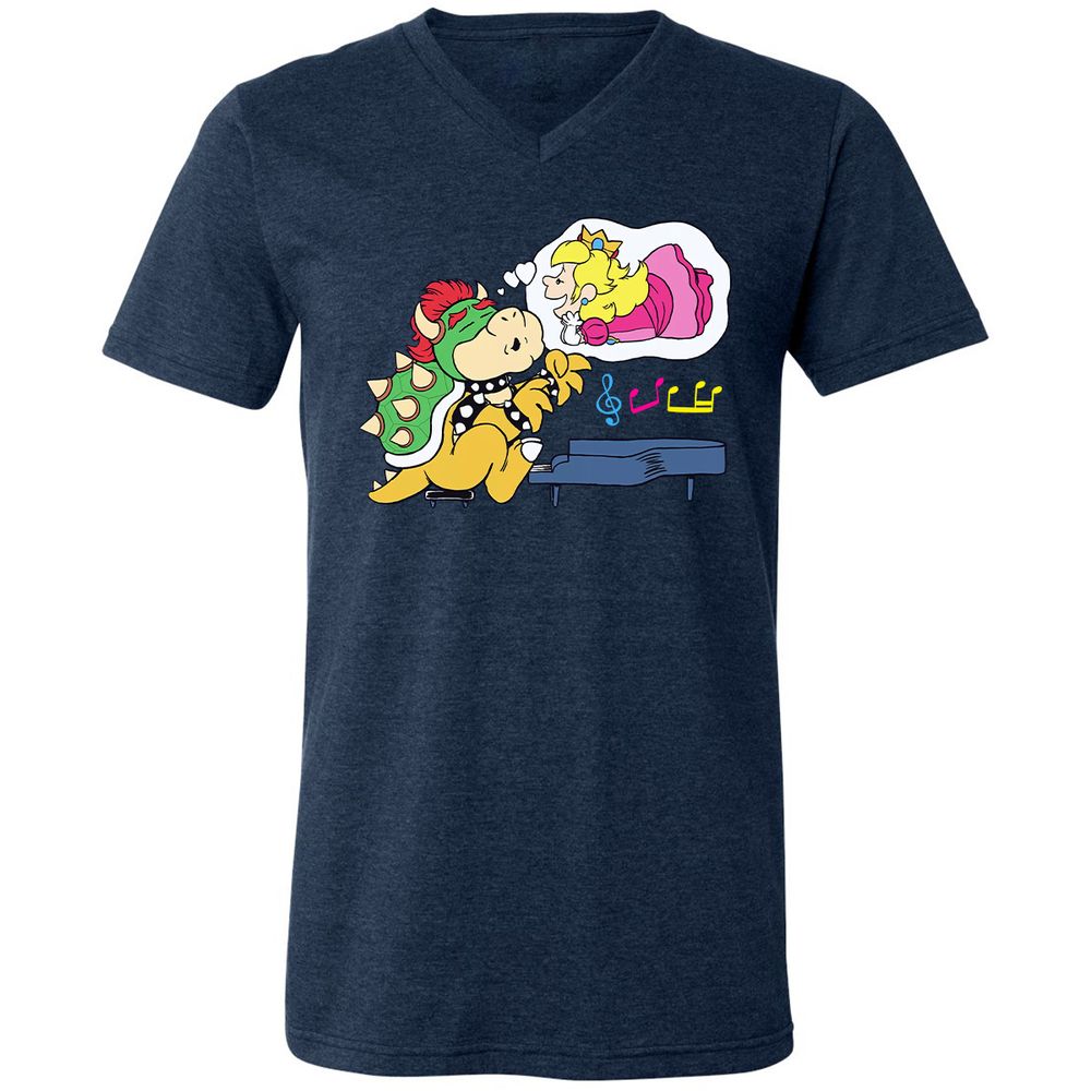 Unisex V-Neck T-Shirt - T8YECF72 - Heather Navy - 15