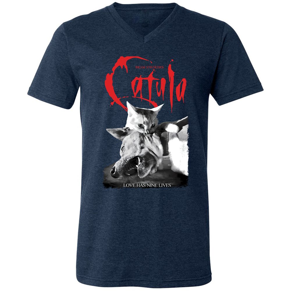 Unisex V-Neck T-Shirt - ZRJR2XPP - Heather Navy - 15