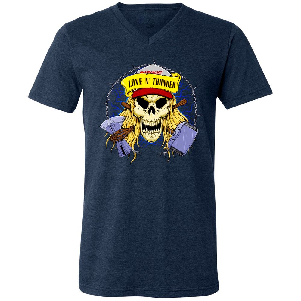 Unisex V-Neck T-Shirt - QT1H9JAL - Heather Navy - 15