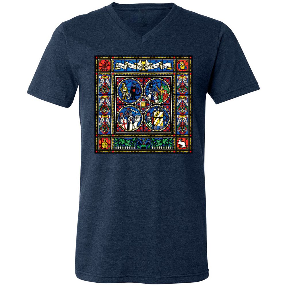 Unisex V-Neck T-Shirt - KNEVTBXA - Heather Navy - 15