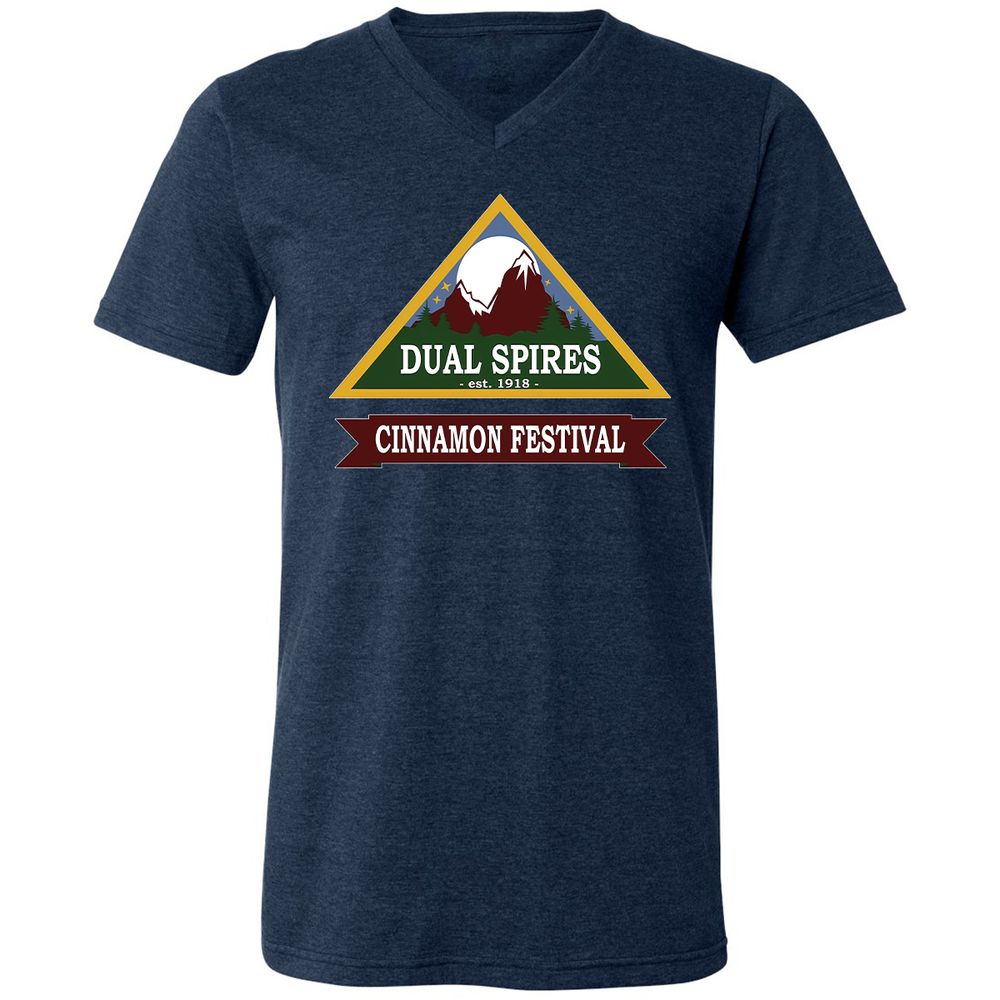 Unisex V-Neck T-Shirt - KAP7CHR7 - Heather Navy - 15