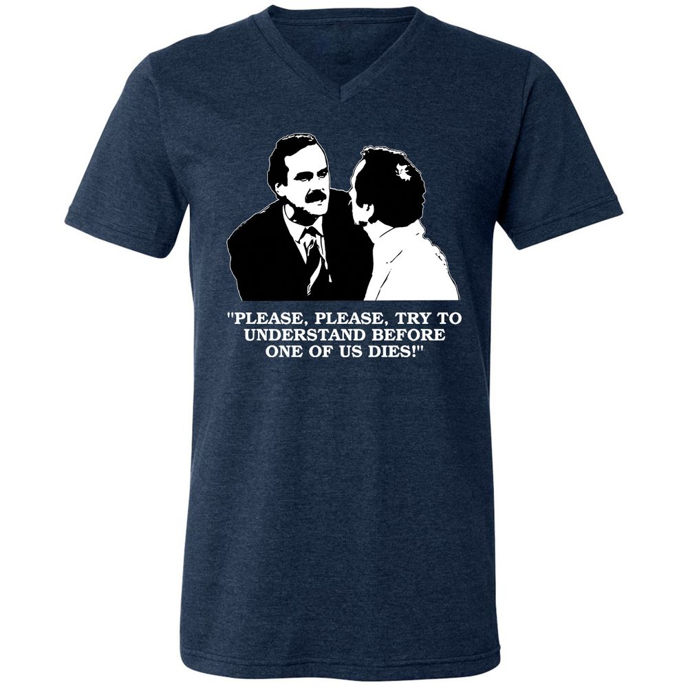 Unisex V-Neck T-Shirt - C82D5U26 - Heather Navy - 15