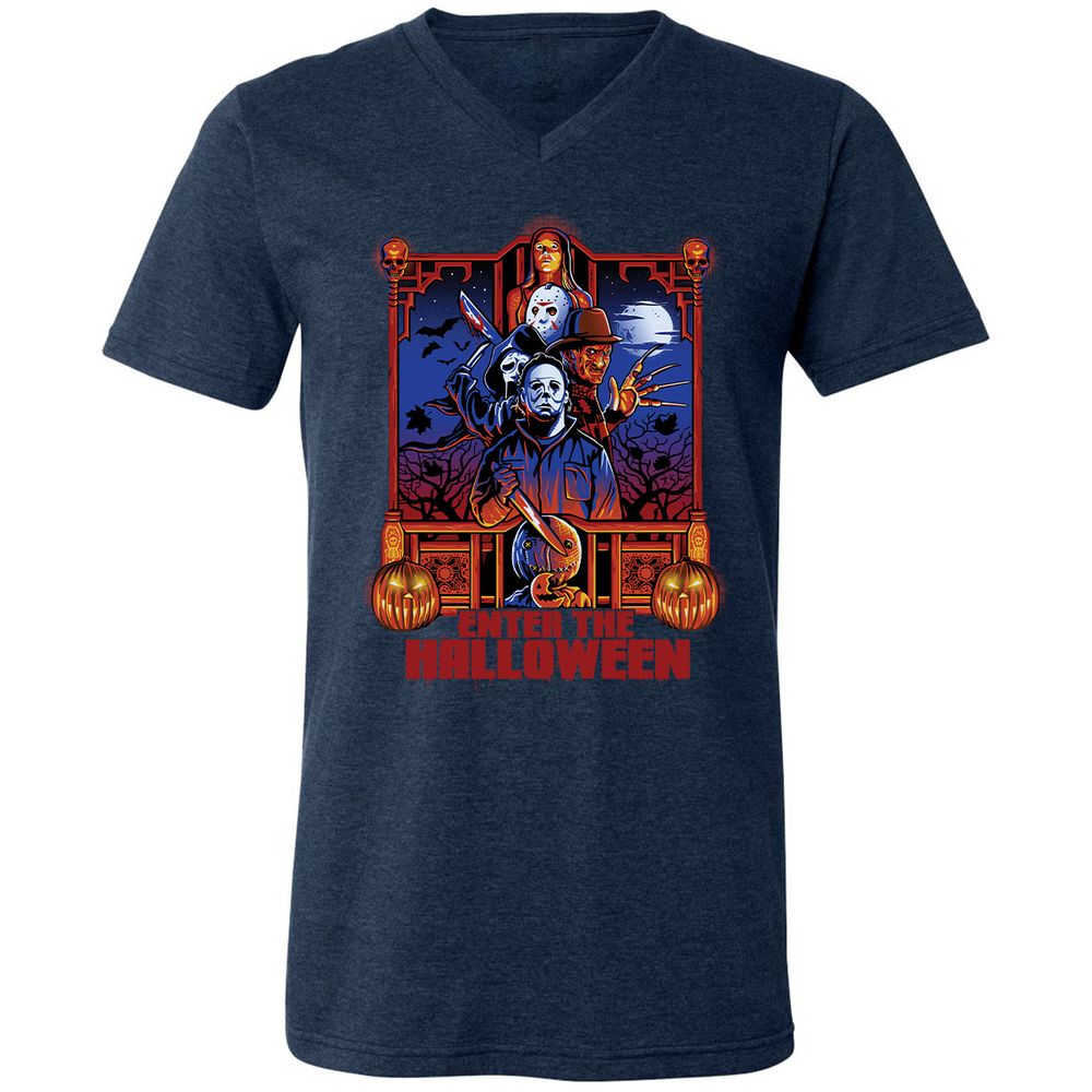 Unisex V-Neck T-Shirt - AH7LAV4Y - Heather Navy - 15