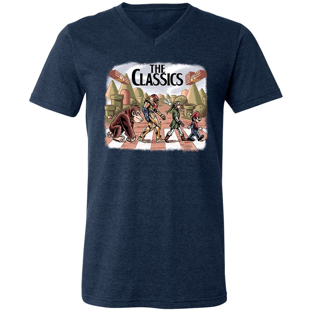 Unisex V-Neck T-Shirt - S9NRU7DJ - Heather Navy - 15