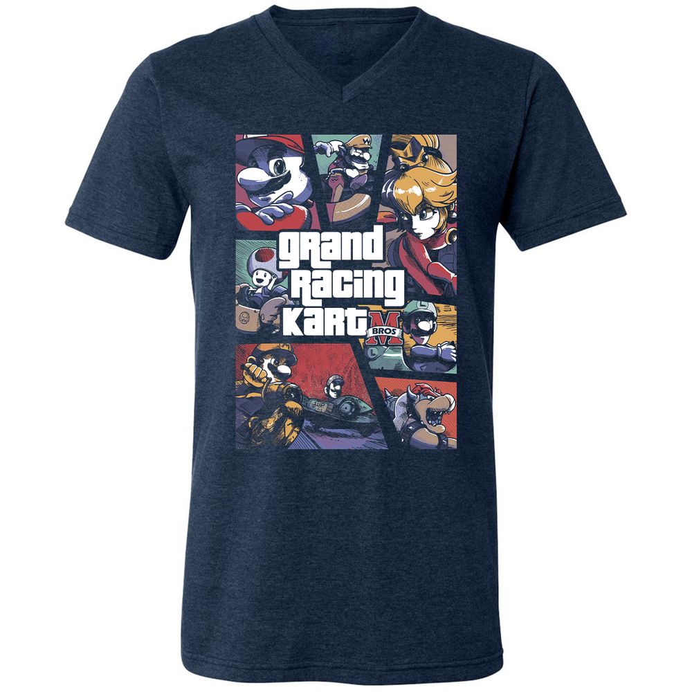 Unisex V-Neck T-Shirt - LU33VTL4 - Heather Navy - 15