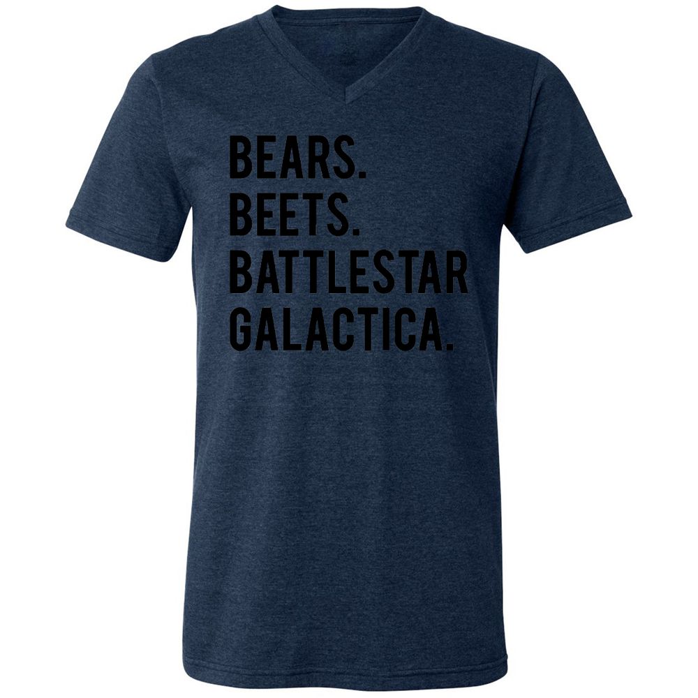 Unisex V-Neck T-Shirt - V7HFS8ZH - Heather Navy - 15